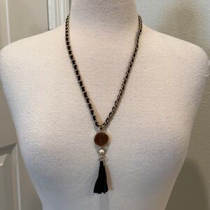 Women’s Boho Leather & Calf Hair Chain Link Necklace